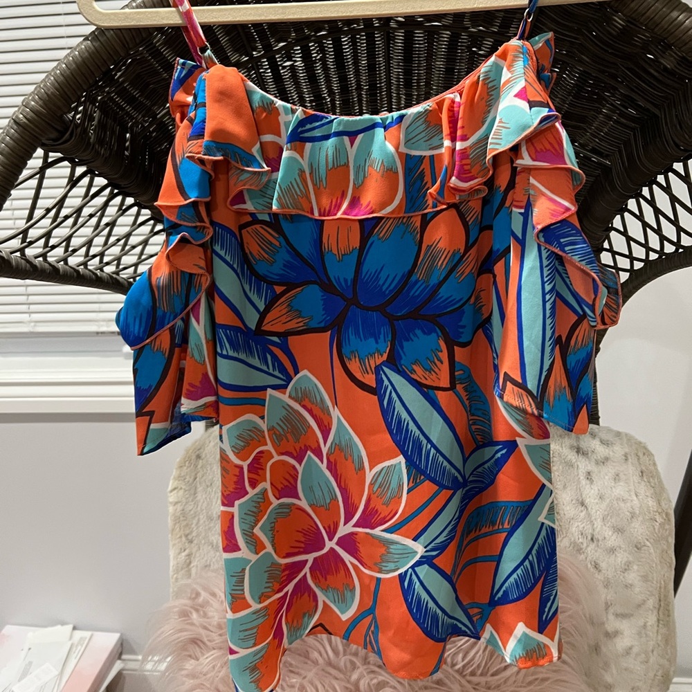 Multi color off the shoulder top